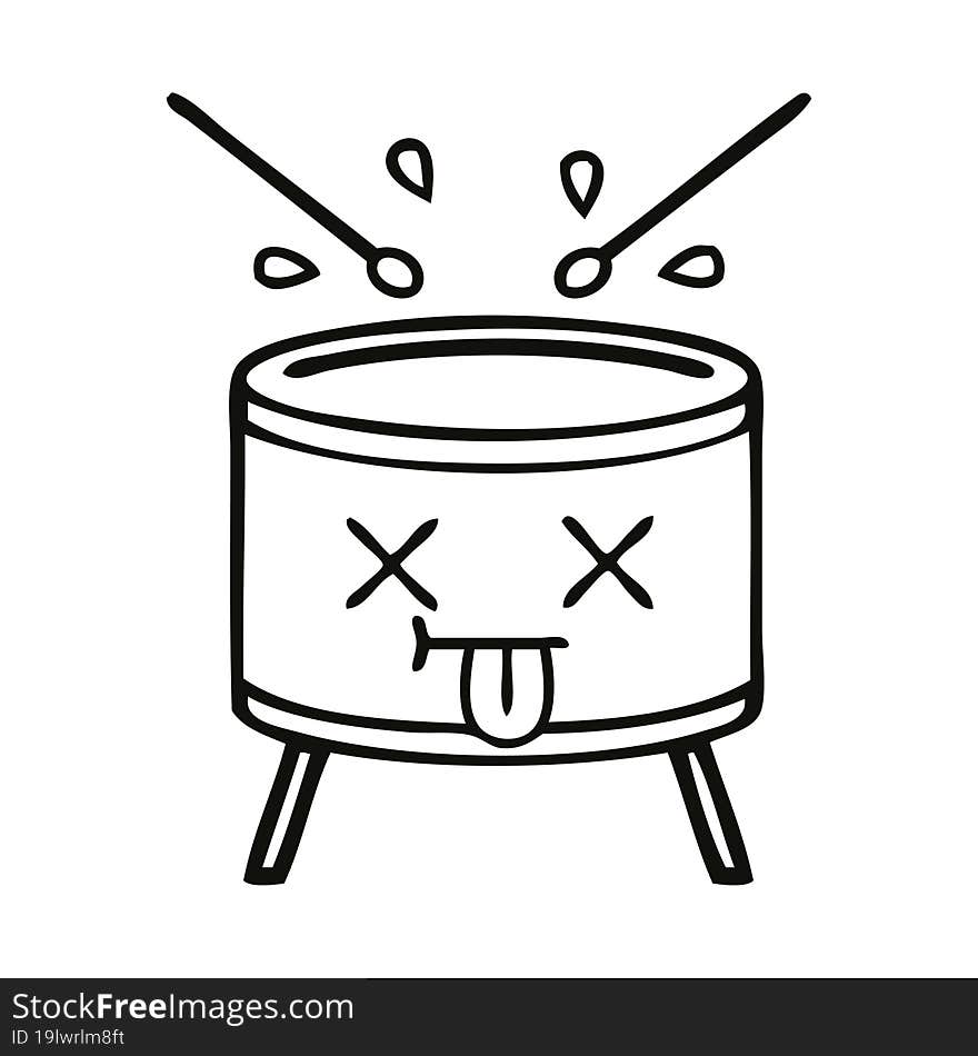 line drawing cartoon drum