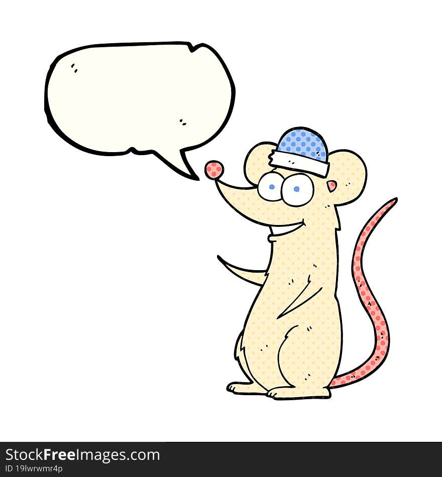 freehand drawn comic book speech bubble cartoon happy mouse