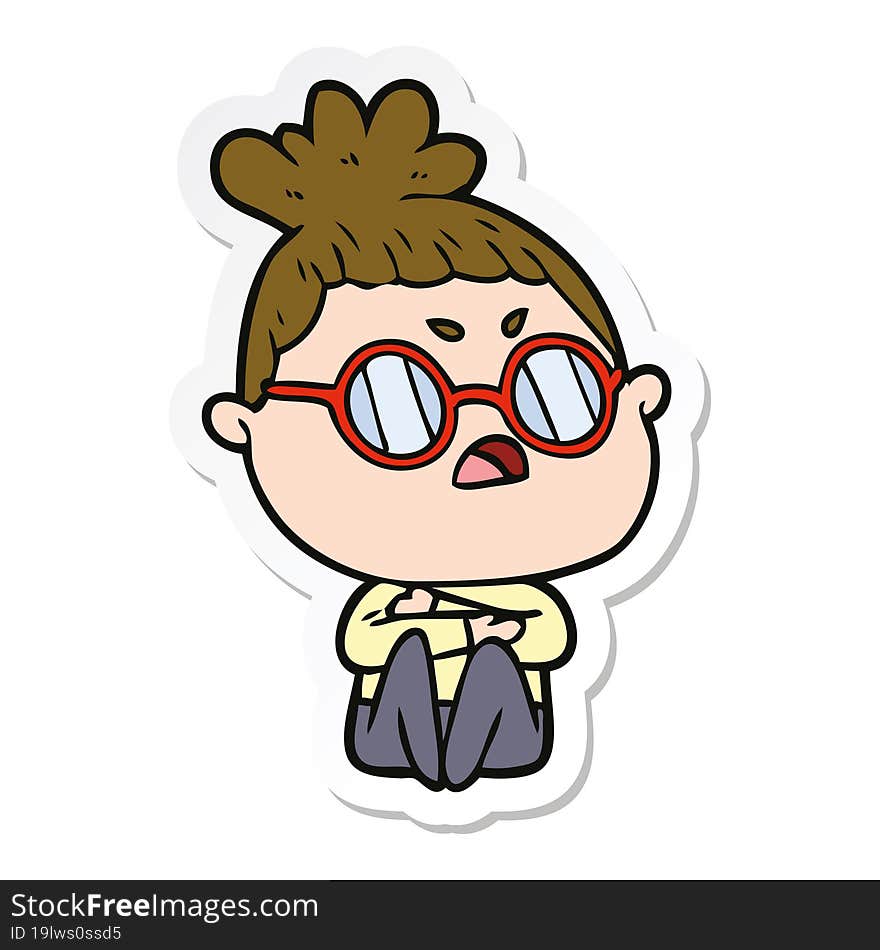 sticker of a cartoon annoyed woman