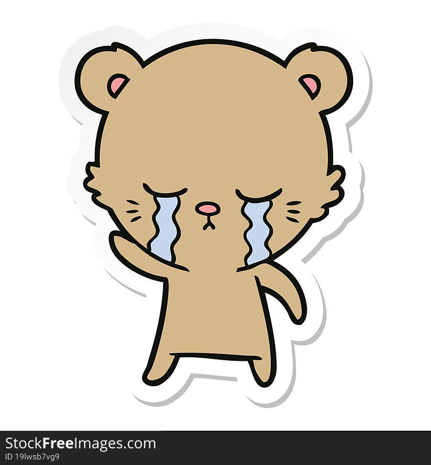 Sticker Of A Crying Cartoon Bear