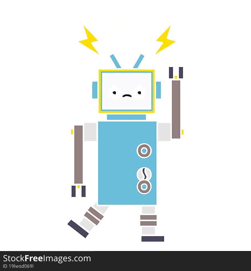 flat color retro cartoon of a robot