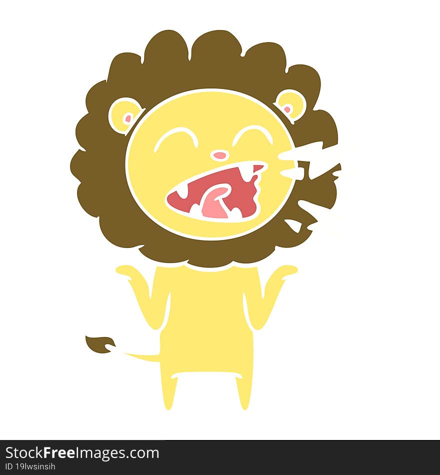 flat color style cartoon roaring lion