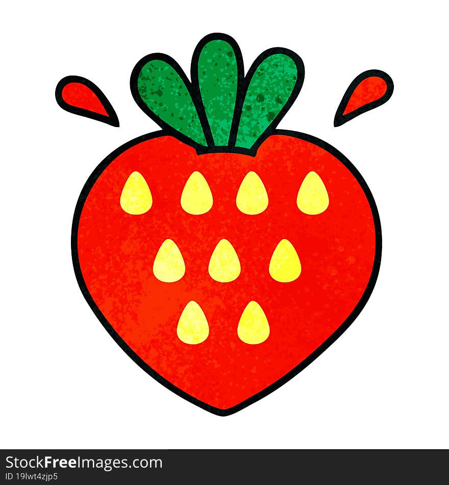 retro grunge texture cartoon strawberry