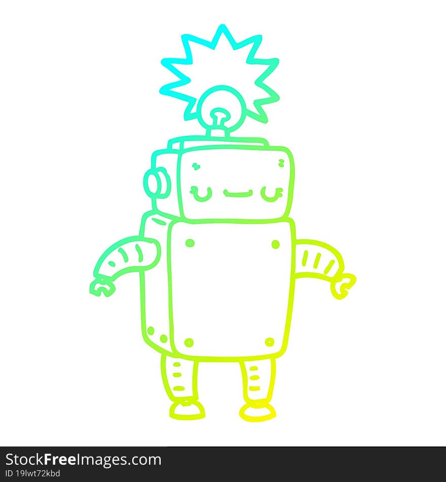 Cold Gradient Line Drawing Cartoon Robot