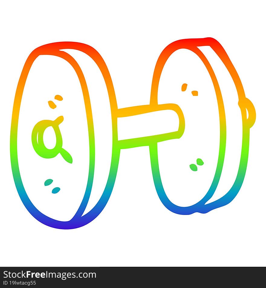 rainbow gradient line drawing cartoon gym weights