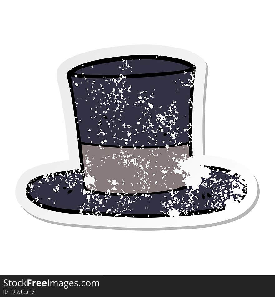 distressed sticker of a cartoon top hat