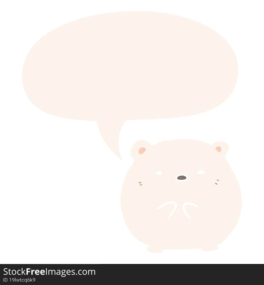 cute cartoon polar bear and speech bubble in retro style