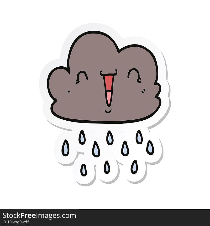 sticker of a cartoon storm cloud