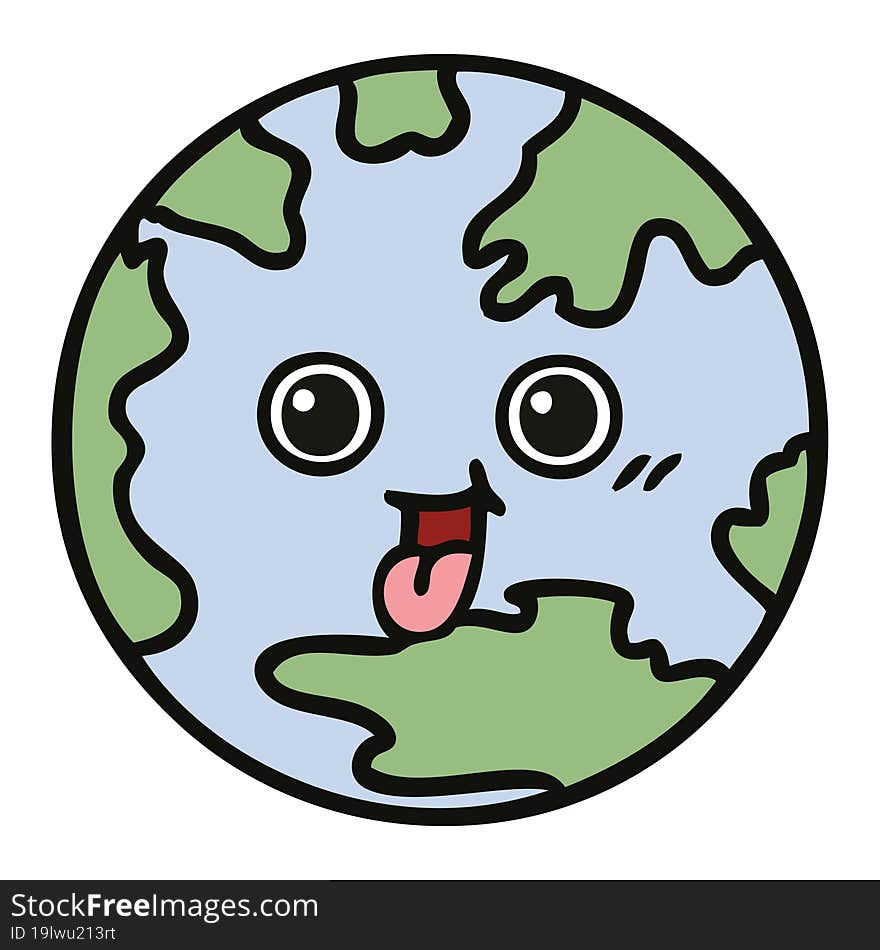 Cute Cartoon Planet Earth