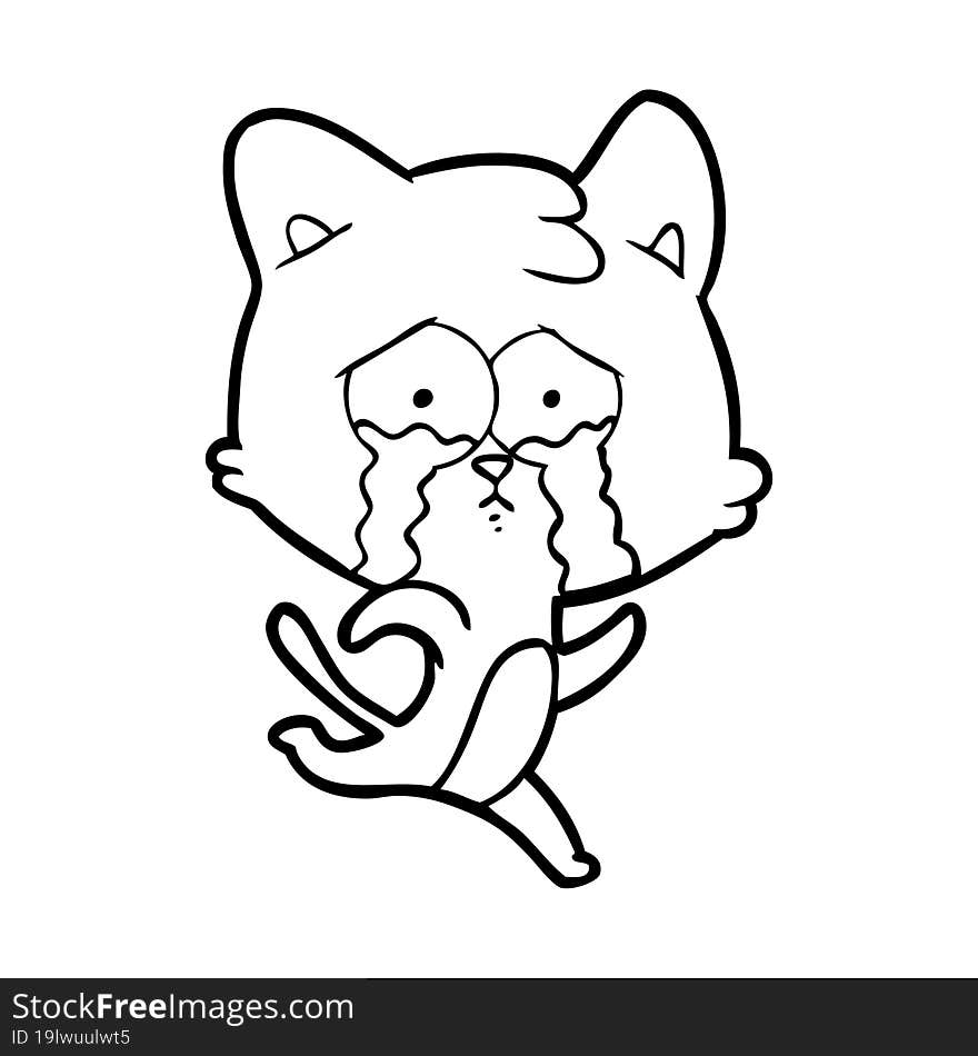 cartoon crying cat. cartoon crying cat