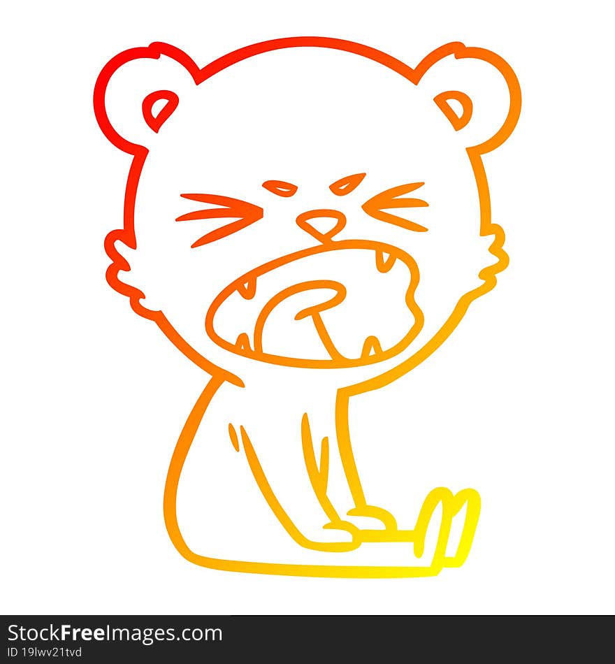 warm gradient line drawing angry cartoon bear