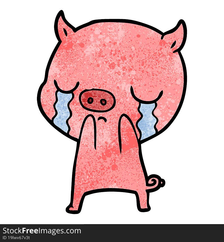 cartoon pig crying. cartoon pig crying