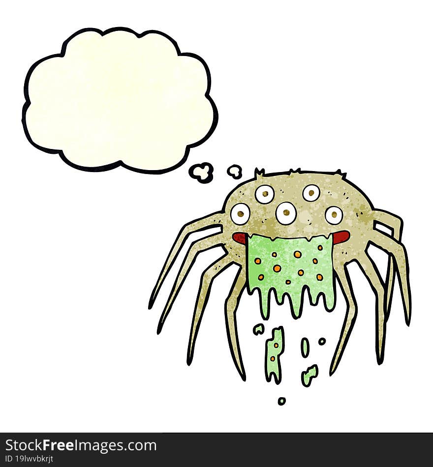 Cartoon Gross Halloween Spider With Thought Bubble