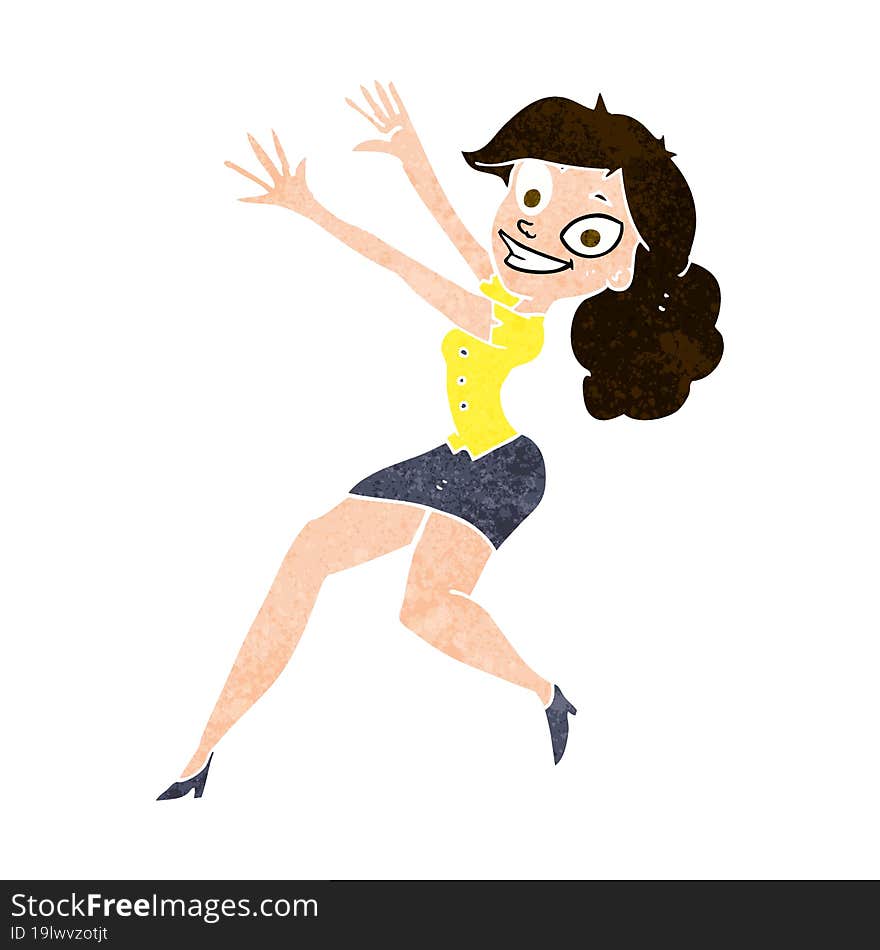 Cartoon Happy Woman Jumping