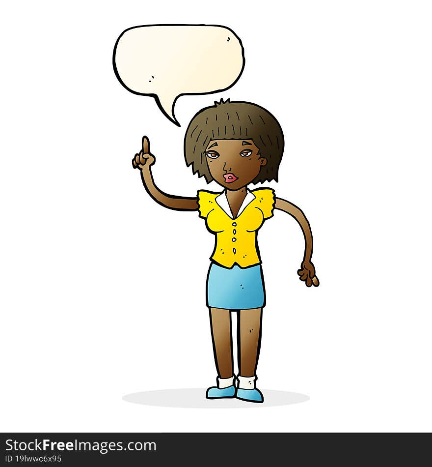 cartoon woman with idea with speech bubble