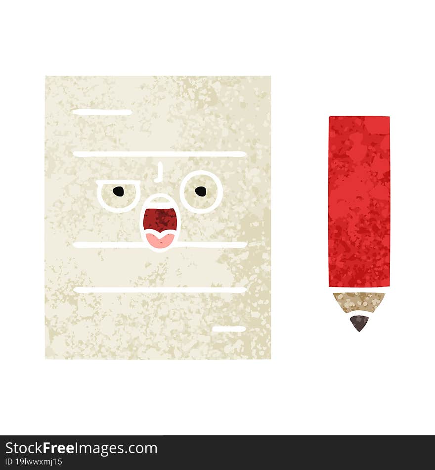 Retro Illustration Style Cartoon Test Paper