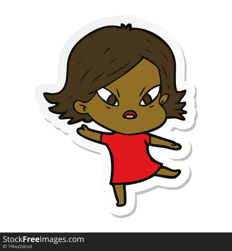 sticker of a cartoon stressed woman