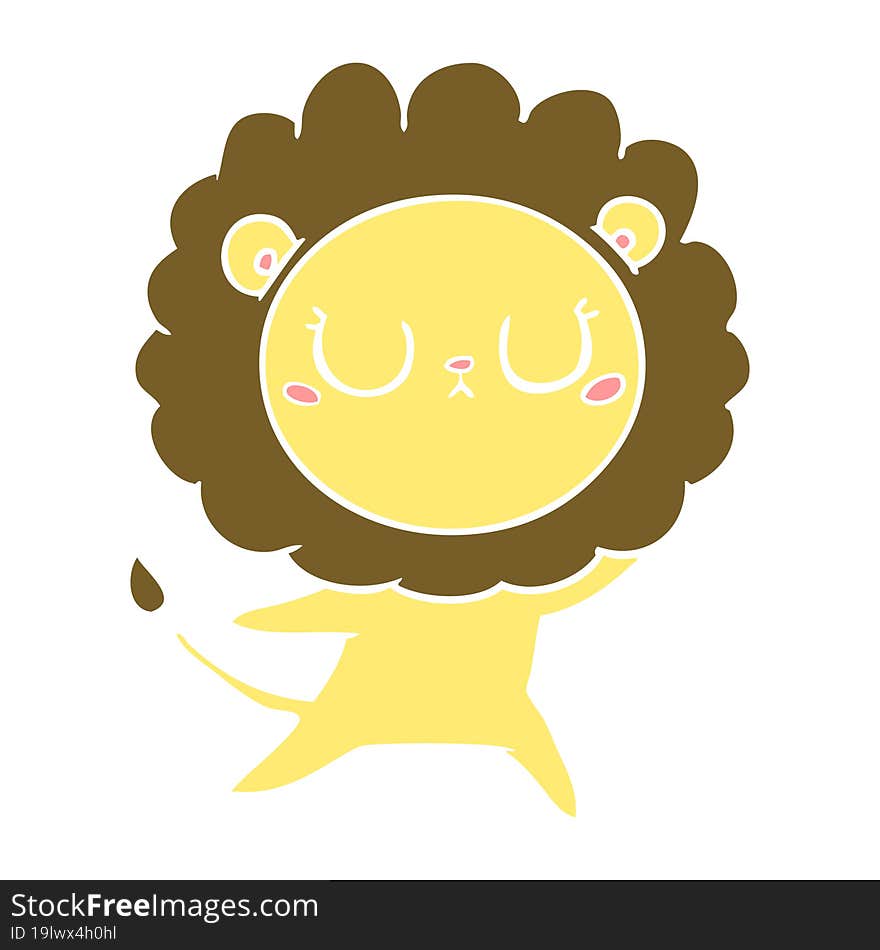 flat color style cartoon lion dancing