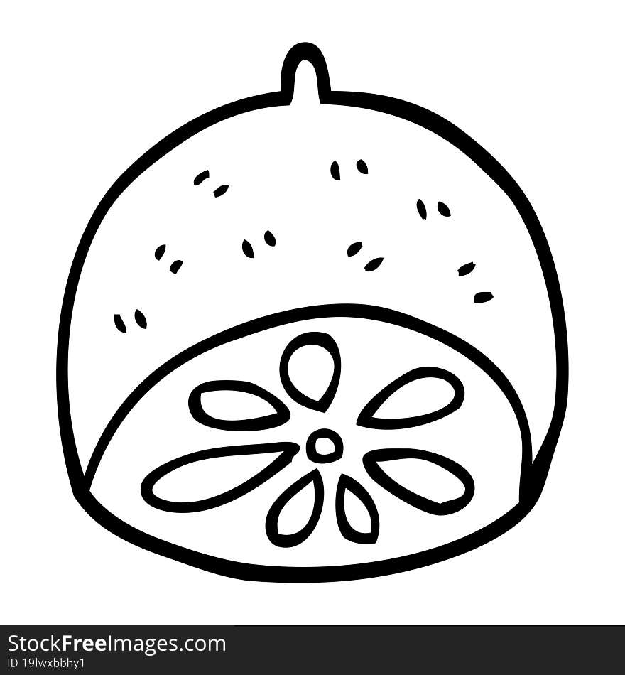 line drawing cartoon lemon fruit