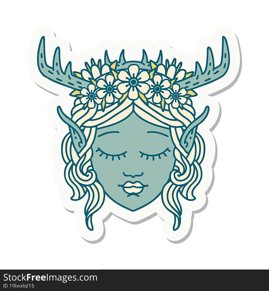 elf druid character face sticker