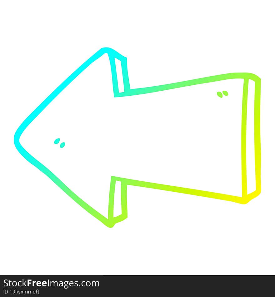 cold gradient line drawing cartoon pointing arrow