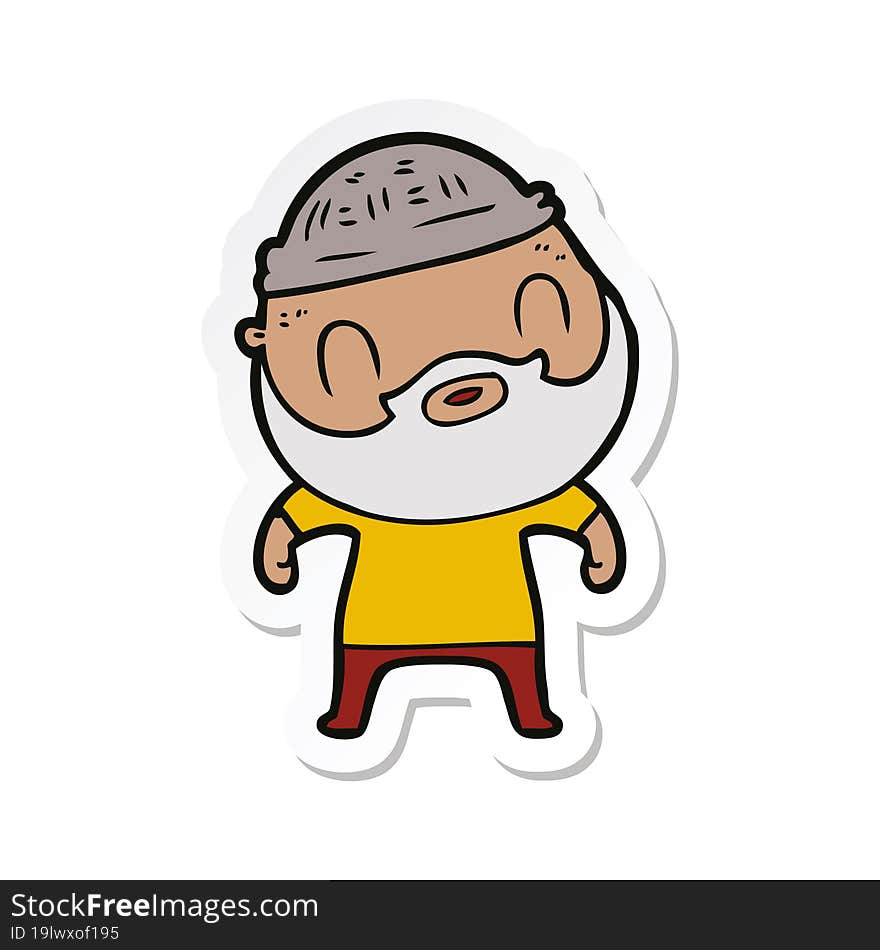 sticker of a cartoon bearded man