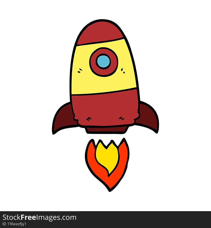 cartoon doodle space rocket