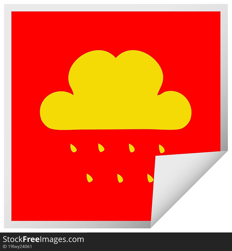 square peeling sticker cartoon rain cloud