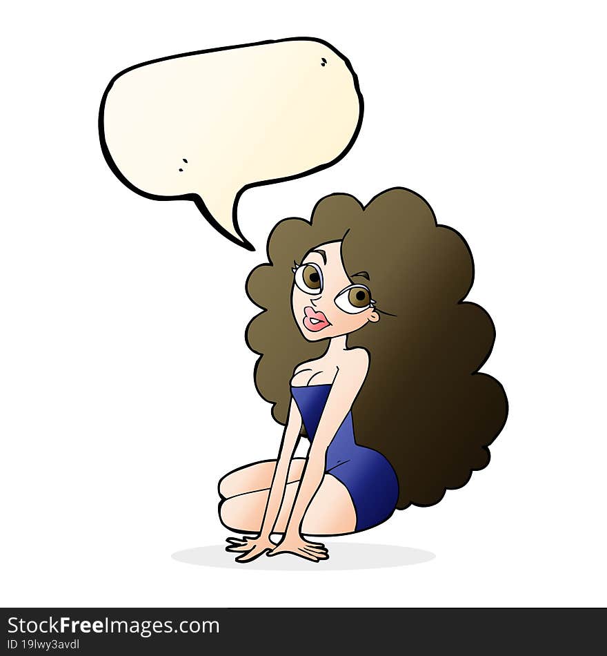 cartoon pretty woman with speech bubble