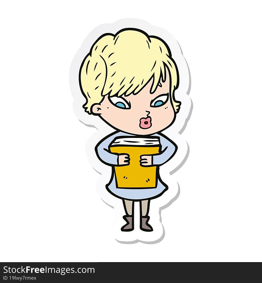 sticker of a cartoon woman