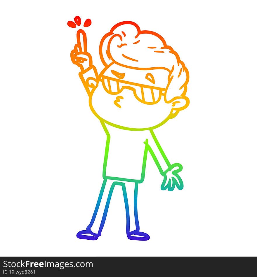 rainbow gradient line drawing cartoon cool guy