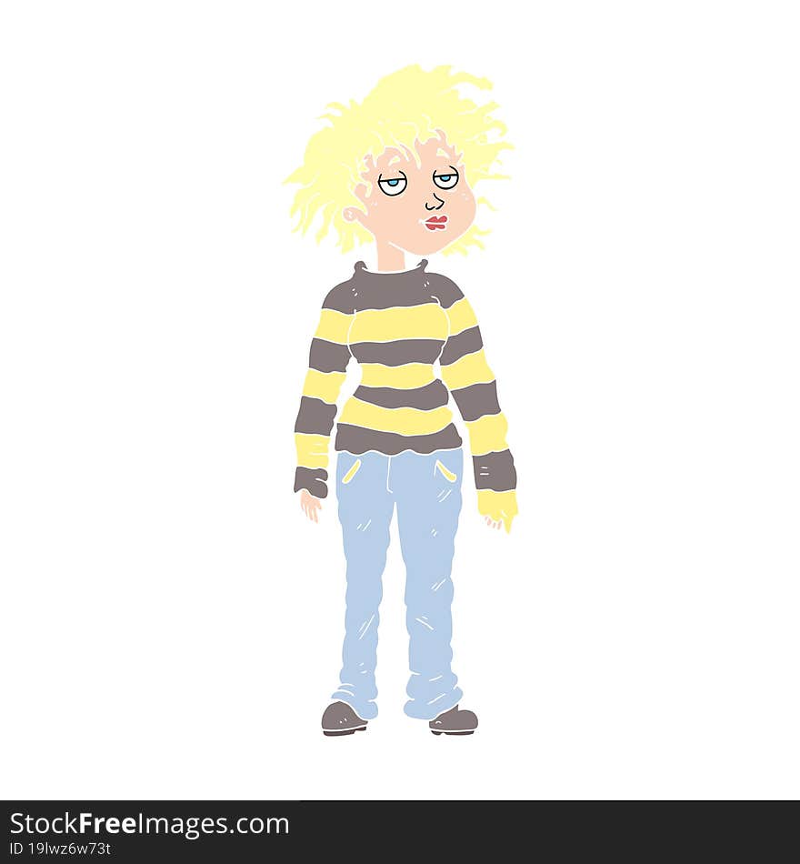 flat color illustration of chilled out girl. flat color illustration of chilled out girl