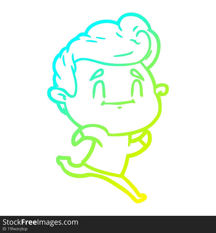 Cold Gradient Line Drawing Running Cartoon Man