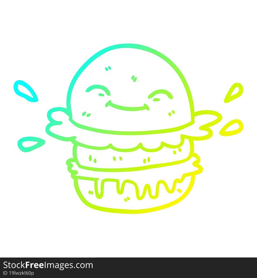 cold gradient line drawing cartoon fast food burger