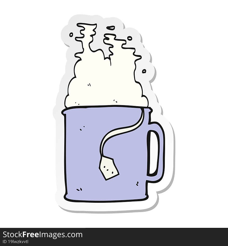 sticker of a cartoon mug of tea