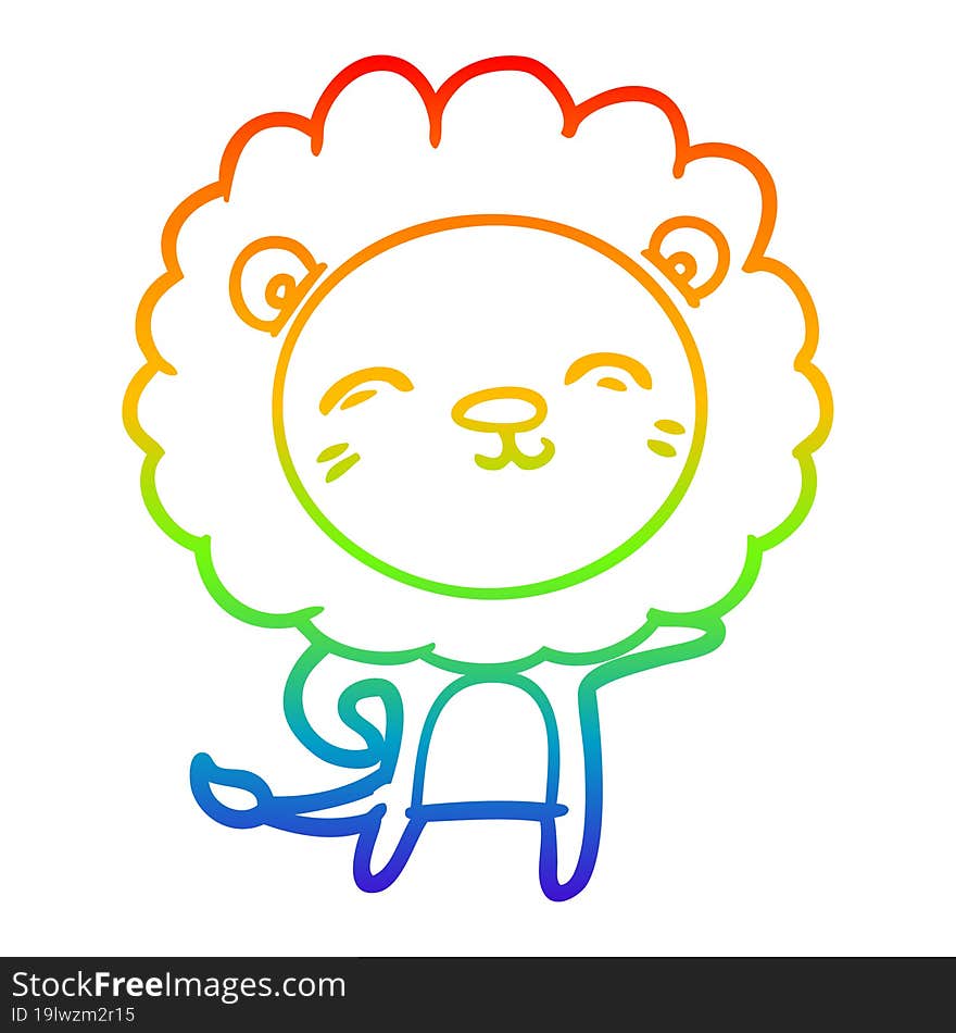 rainbow gradient line drawing cartoon lion