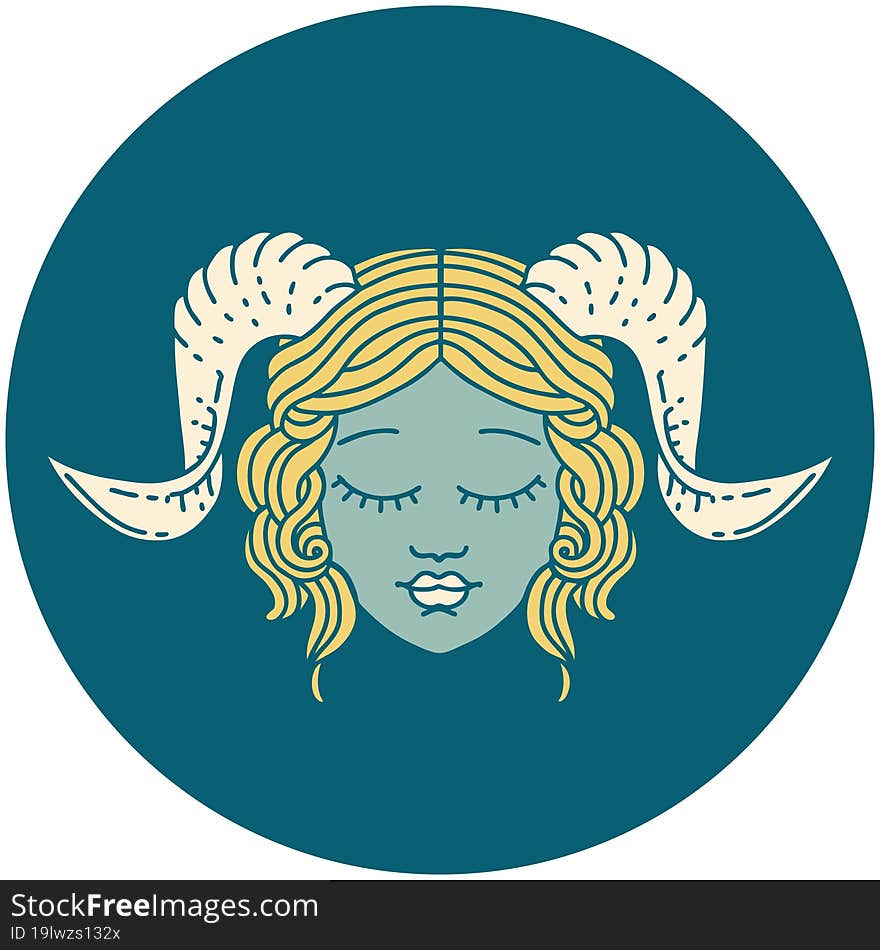 icon of tiefling character face. icon of tiefling character face