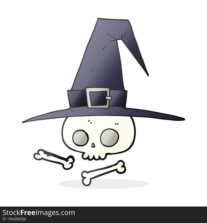 cartoon witch hat with skull