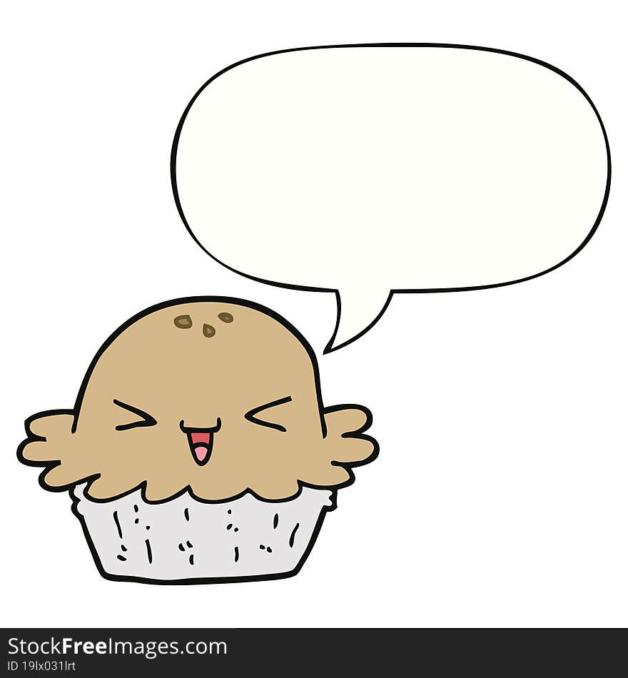 Cute Cartoon Pie And Speech Bubble