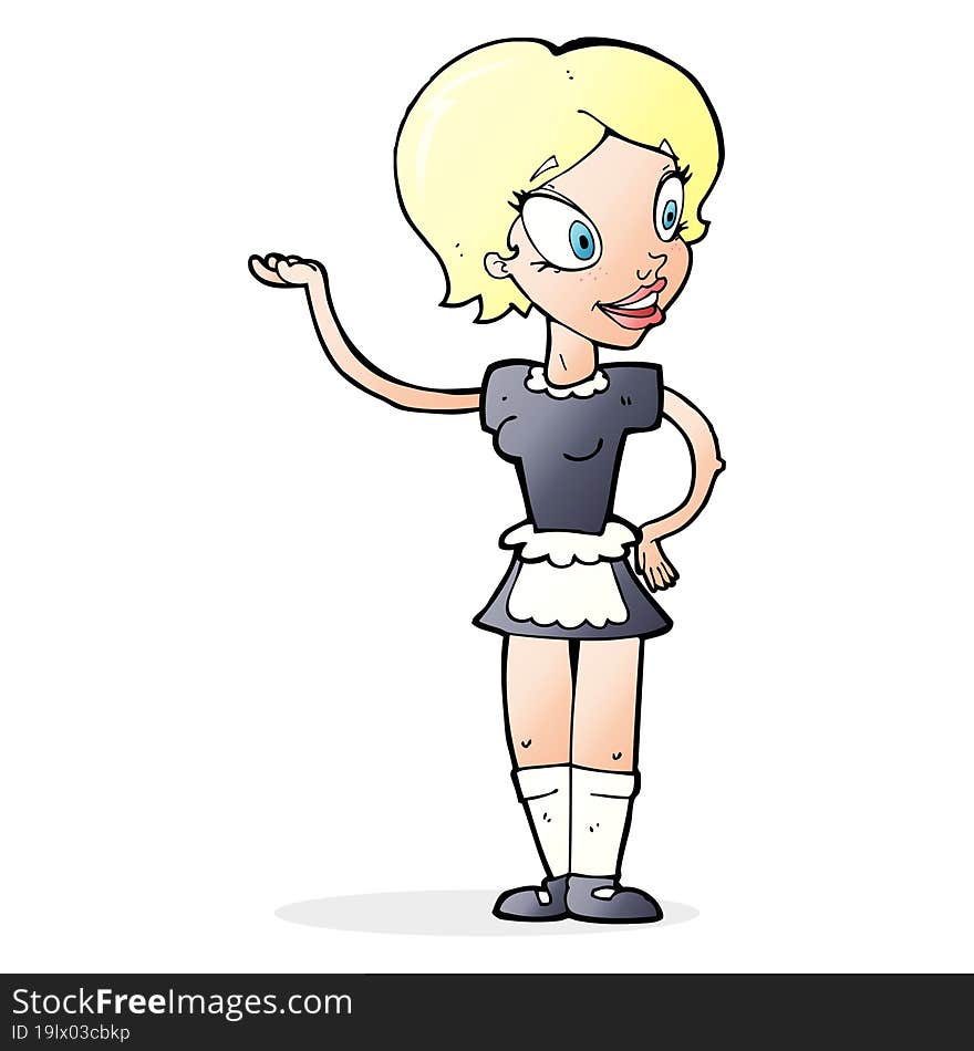 Cartoon Woman In Maid Costume