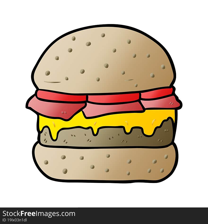 cartoon stacked burger. cartoon stacked burger