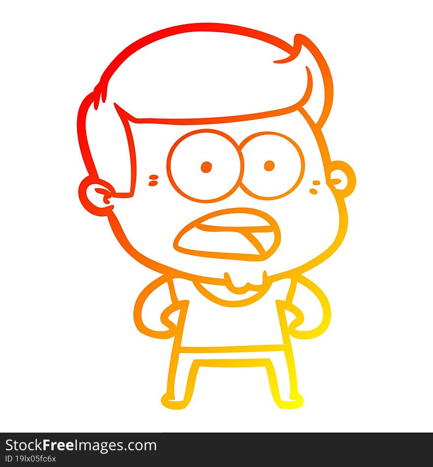 warm gradient line drawing cartoon shocked man