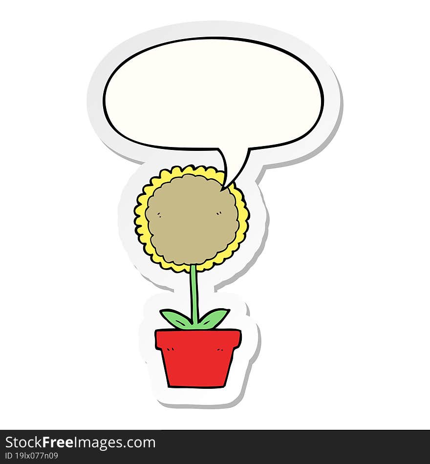 Cute Cartoon Flower And Speech Bubble Sticker