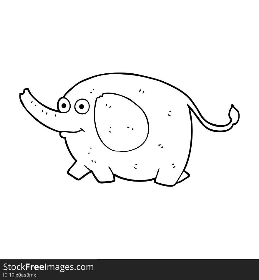 Black And White Cartoon Elephant