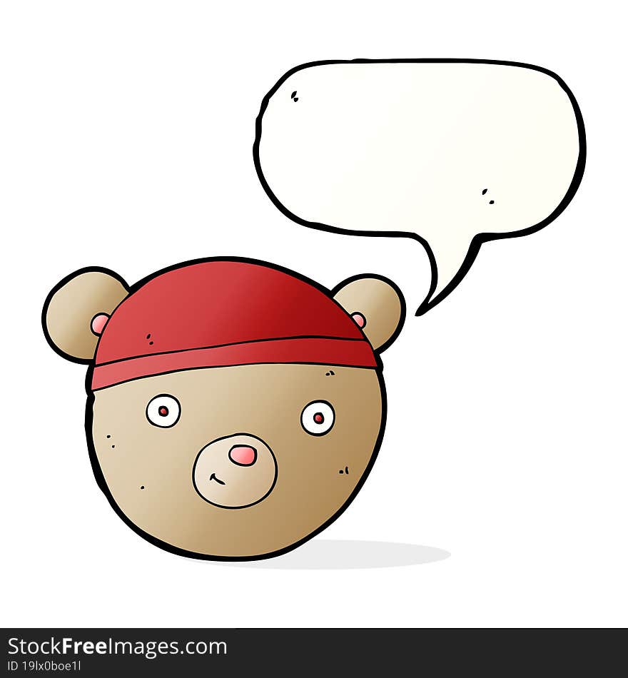 cartoon teddy bear head with speech bubble