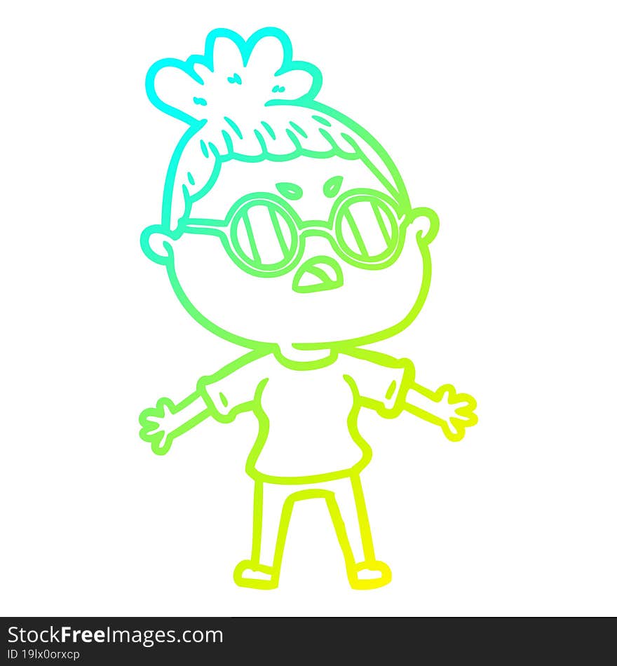 cold gradient line drawing cartoon annoyed woman