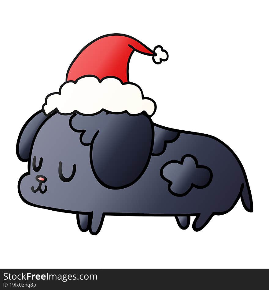 hand drawn christmas gradient cartoon of kawaii dog