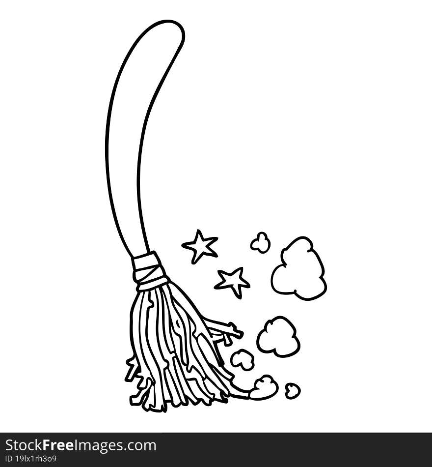 line drawing of a halloween witches broom. line drawing of a halloween witches broom