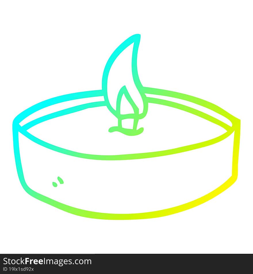 cold gradient line drawing of a cartoon teal light