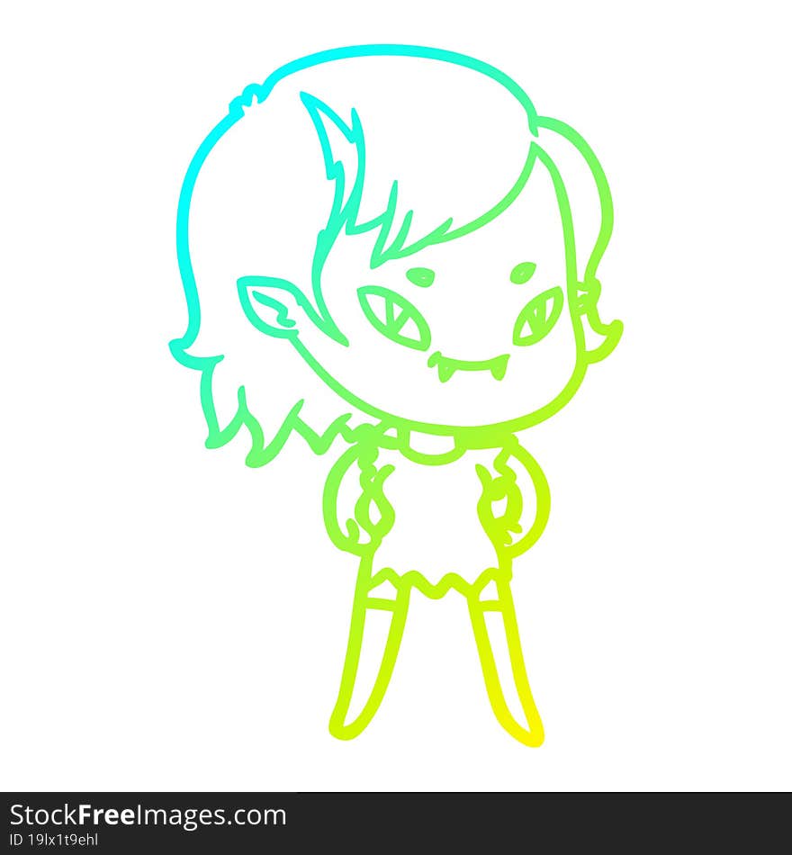 cold gradient line drawing cartoon friendly vampire girl